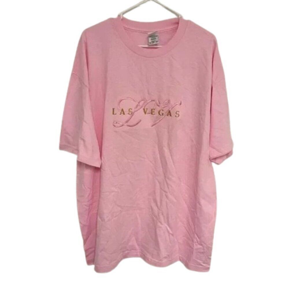 AAA Vintage Las Vegas Pink T Shirt Embroidered Made In‎ USA 90s